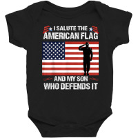 American Flag Tee To Salute Military Veteran Son Baby Bodysuit | Artistshot