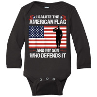 American Flag Tee To Salute Military Veteran Son Long Sleeve Baby Bodysuit | Artistshot