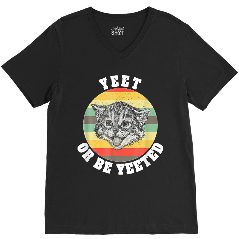 Yeet Or Be Yeeted Funny Kitten Meme For Cat Lovers Vintage V-neck Tee | Artistshot