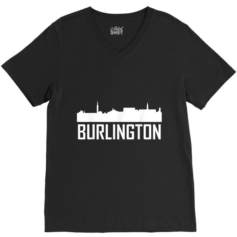 Burlington Vermont Skyline Silhouette T Shirt V-neck Tee | Artistshot