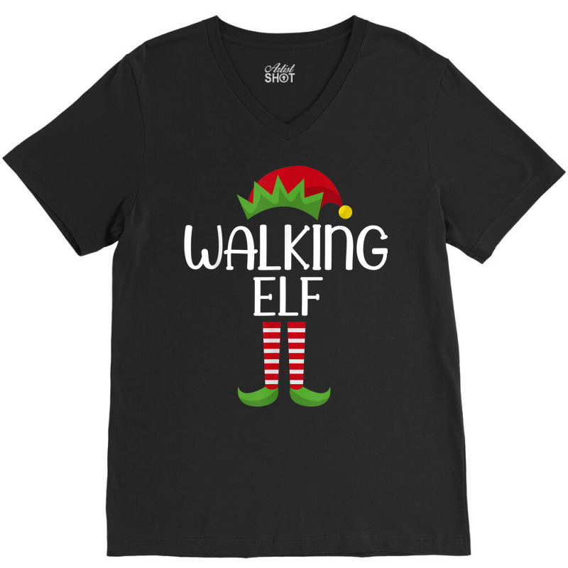 Walking Elf Family Matching Group Christmas Party Pajama V-neck Tee | Artistshot