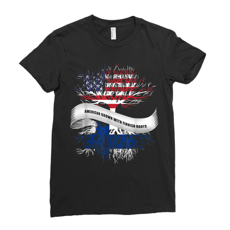 American Grown With Finnish Roots T Shirt Great Gift Tee Ladies Fitted T-Shirt by cm-arts | Artistshot