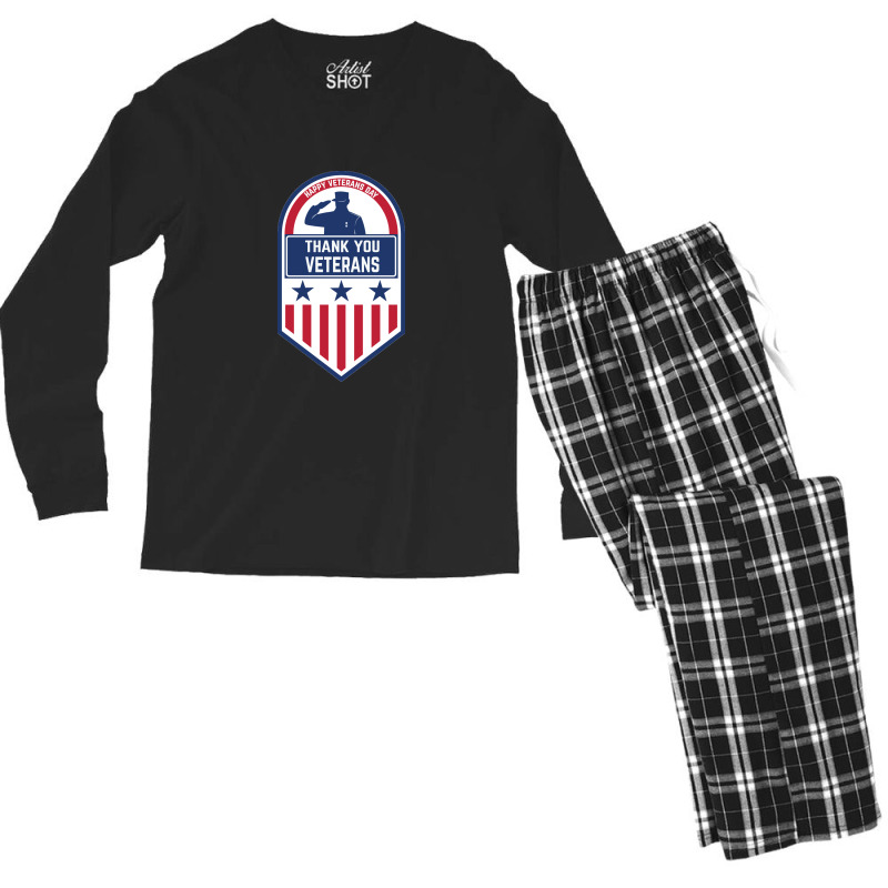 Happy Veterans Day Men's Long Sleeve Pajama Set by cm-arts | Artistshot