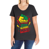 Husband Father King Blessed Man Black Melanin Dad Ladies Curvy T-shirt | Artistshot