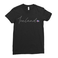 Ísland Simple Love Icelandic Flag Heart On Iceland Ladies Fitted T-shirt | Artistshot