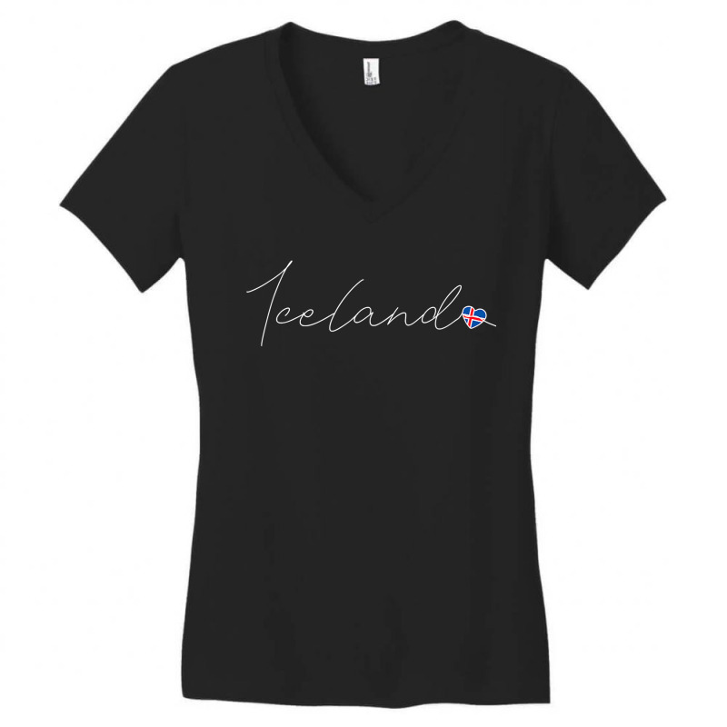 Ísland Simple Love Icelandic Flag Heart On Iceland Women's V-Neck T-Shirt by JamesPlyler | Artistshot