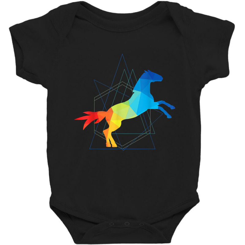 Colorful Horse T Shirt   Bucking Stallion Tee Baby Bodysuit by cm-arts | Artistshot