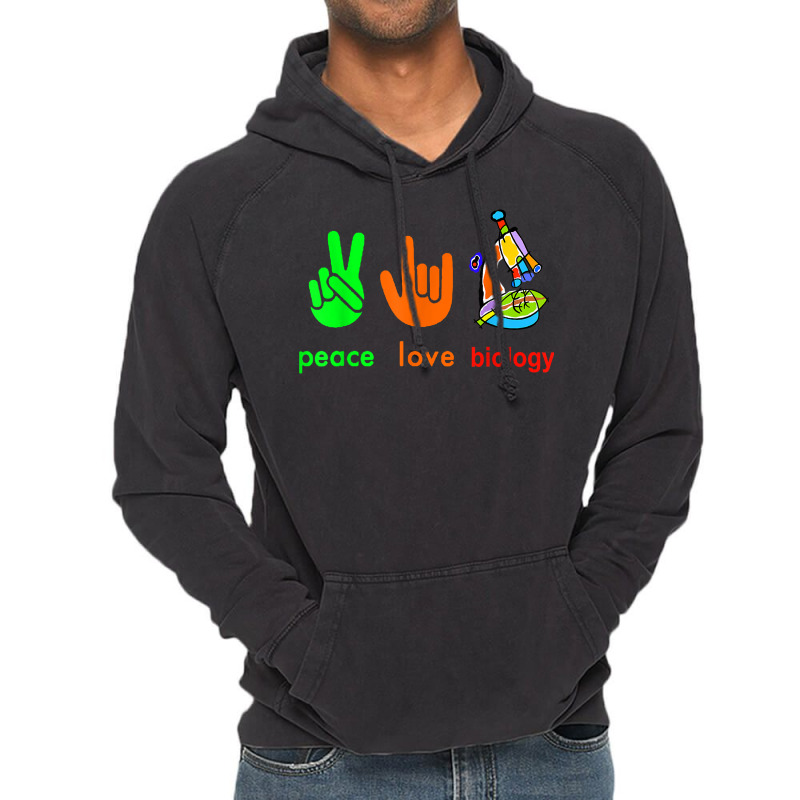 Peace Love Biology Microscope Painter Science Teach Vintage Hoodie | Artistshot