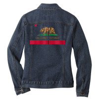 California 'bear Republic' State Flag Zip Hoodie Ladies Denim Jacket | Artistshot