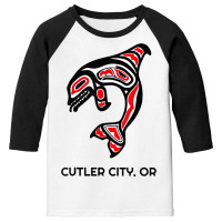 Cutler City, Oregon Native American Orca Killer Whales Youth 3/4 Sleeve | Artistshot