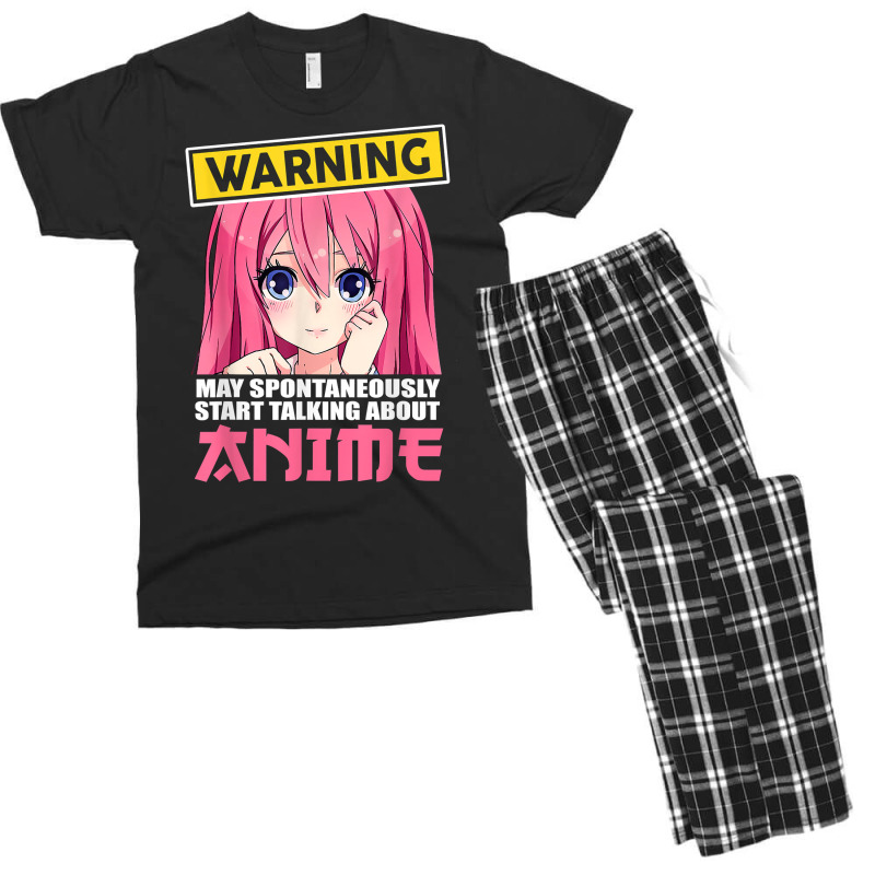 Warning May Spontaneously Start Talking About Anime Girls T Shirt Men's T-shirt Pajama Set | Artistshot