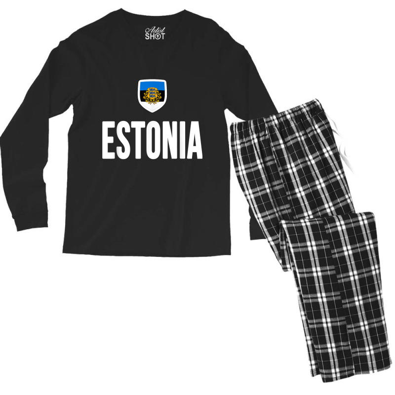 Estonia T Shirt Estonian Flag Eesti Souvenir Love Gift Men's Long Sleeve Pajama Set | Artistshot