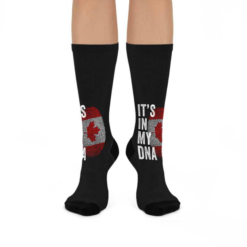 Canada It's In My Dna Cute Canadian Flag Fingerprint Flag Crew Socks by Color | Artistshot