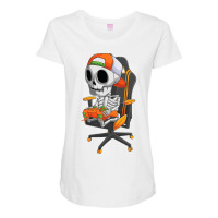 Halloween Skeleton Gamer Video Gaming Boys Men Kids Teens Maternity Scoop Neck T-shirt | Artistshot