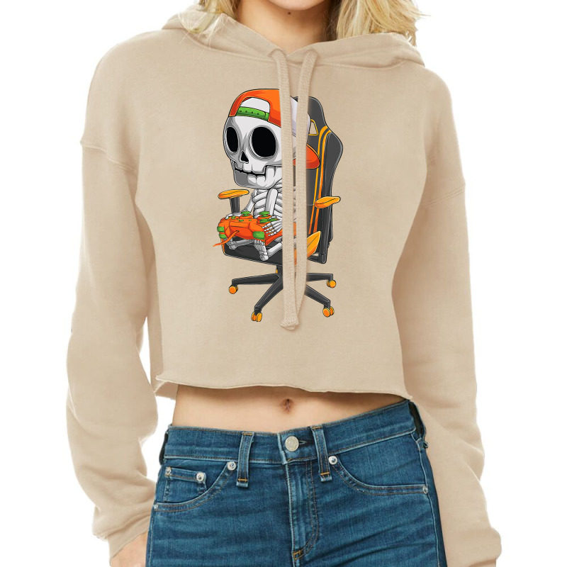 Halloween Skeleton Gamer Video Gaming Boys Men Kids Teens Cropped Hoodie by Haley1989 | Artistshot