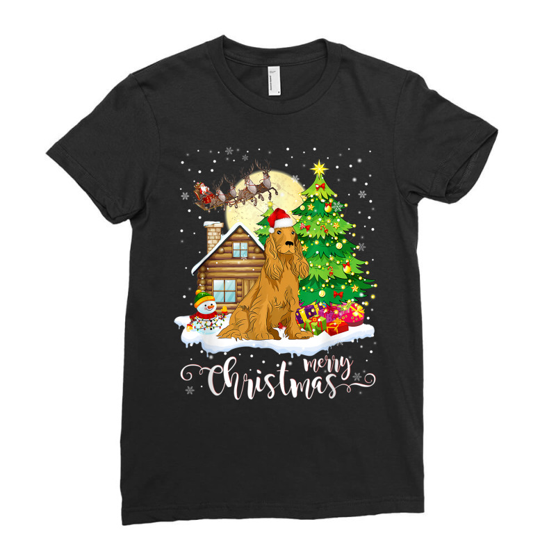 Christmas Pajama Cocker Spaniel Tree Xmas Dog Dad Mom T Shirt Ladies Fitted T-Shirt by cm-arts | Artistshot