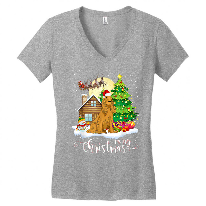 Christmas Pajama Cocker Spaniel Tree Xmas Dog Dad Mom T Shirt Women's V-Neck T-Shirt by cm-arts | Artistshot