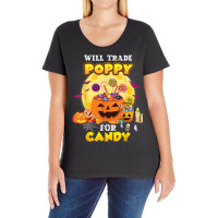 Will Trade Poppy For Candy Halloween Scary Pumpkin Face Moon Ladies Curvy T-shirt | Artistshot