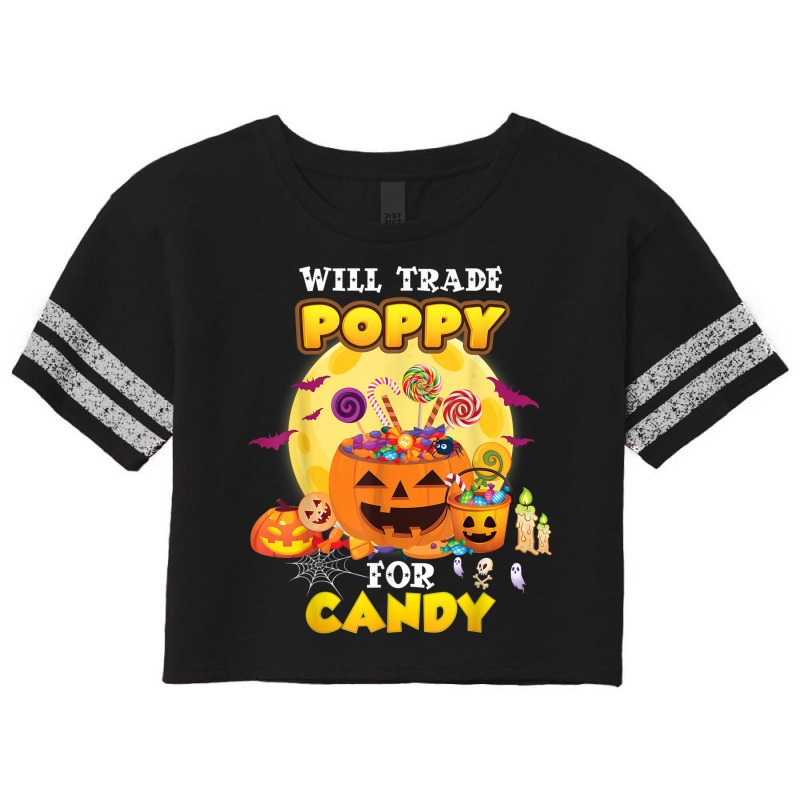 Will Trade Poppy For Candy Halloween Scary Pumpkin Face Moon Scorecard Crop Tee by Fashlaza | Artistshot