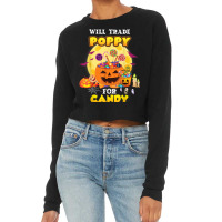 Will Trade Poppy For Candy Halloween Scary Pumpkin Face Moon Cropped Sweater | Artistshot