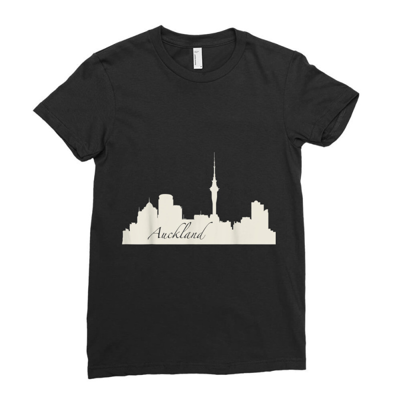 Auckland, New Zealand City Skyline Souvenir Style T Shirt Ladies Fitted T-Shirt by cm-arts | Artistshot