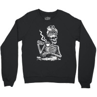 Womens Coffee Drinking Skeleton Lazy Diy Halloween Costume Women Crewneck Sweatshirt | Artistshot