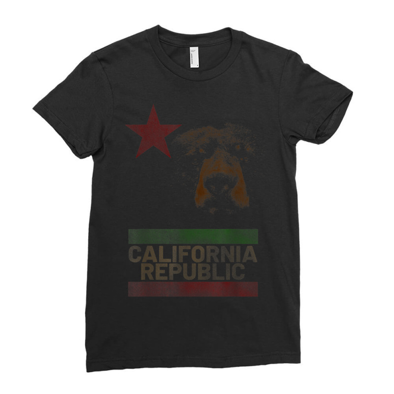 California Republic Bear Monarch Flag Proud Patriotic Ladies Fitted T-Shirt by Fashlaza | Artistshot