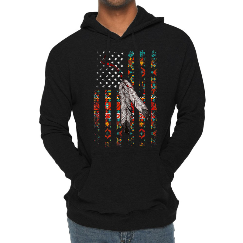 Native American Pride Flag Feather Lightweight Hoodie | Artistshot