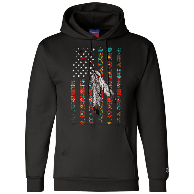 Native American Pride Flag Feather Champion Hoodie | Artistshot