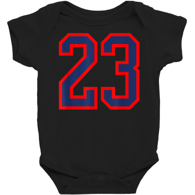 Jersey Number #23 Red Blue Sports Birthday Lucky Number 23 Baby Bodysuit by Outpost | Artistshot