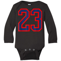 Jersey Number #23 Red Blue Sports Birthday Lucky Number 23 Long Sleeve Baby Bodysuit | Artistshot