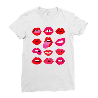 Lips Of Love Ladies Fitted T-shirt Designed By Mirazjason