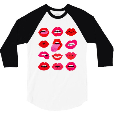 Lips Of Love 3/4 Sleeve Shirt Designed By Mirazjason
