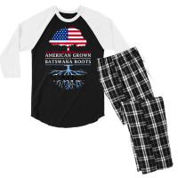 American Grown With Batswana Roots   Botswana T Shirt Men's 3/4 Sleeve Pajama Set | Artistshot