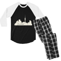 Auckland, New Zealand City Skyline Souvenir Style T Shirt Men's 3/4 Sleeve Pajama Set | Artistshot