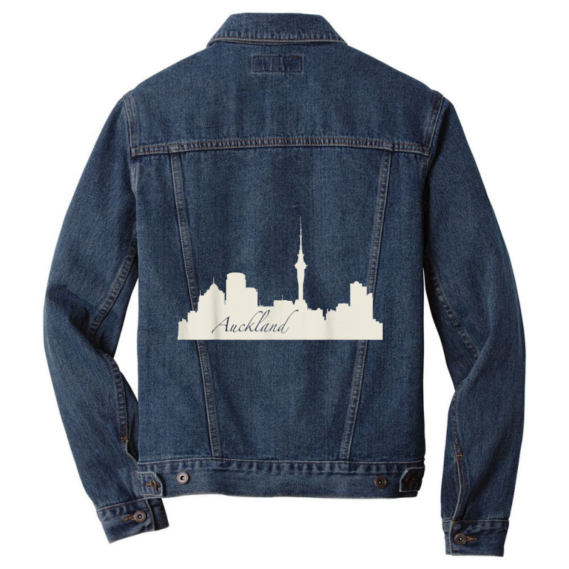 Auckland, New Zealand City Skyline Souvenir Style T Shirt Men Denim Jacket by cm-arts | Artistshot