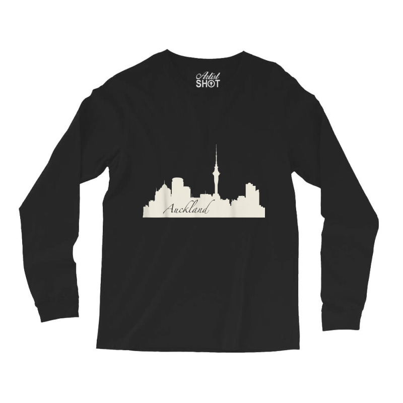 Auckland, New Zealand City Skyline Souvenir Style T Shirt Long Sleeve Shirts by cm-arts | Artistshot