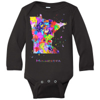 Minnesota Map Long Sleeve Baby Bodysuit | Artistshot