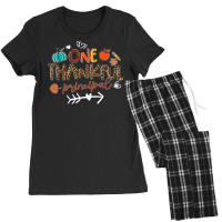 One Thankful Principal Leopard Fall Thanksgiving Gifts Women's Pajamas Set | Artistshot