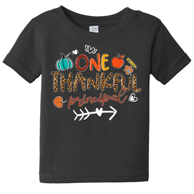 One Thankful Principal Leopard Fall Thanksgiving Gifts Baby Tee by Outpost | Artistshot