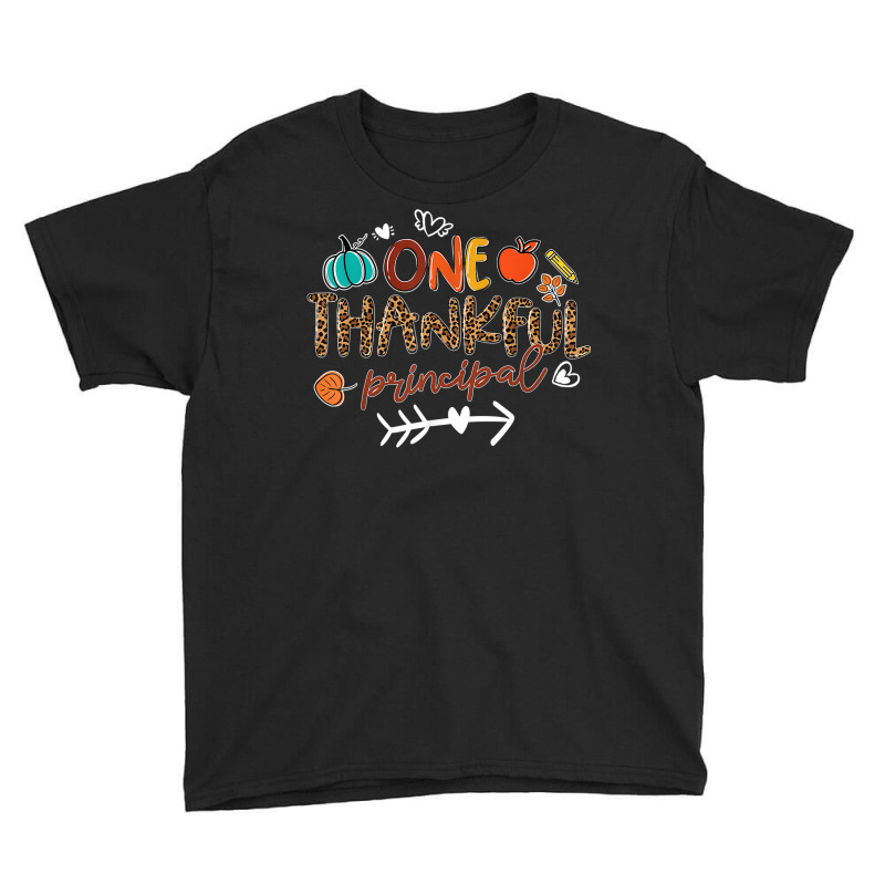 One Thankful Principal Leopard Fall Thanksgiving Gifts Youth Tee by Outpost | Artistshot