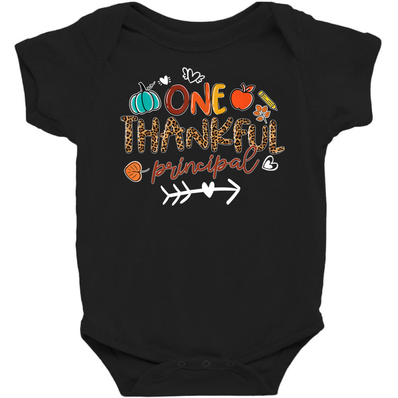 One Thankful Principal Leopard Fall Thanksgiving Gifts Baby Bodysuit by Outpost | Artistshot