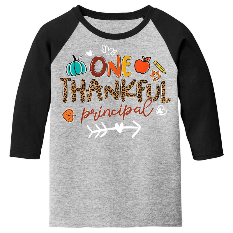 One Thankful Principal Leopard Fall Thanksgiving Gifts Youth 3/4 Sleeve by Outpost | Artistshot