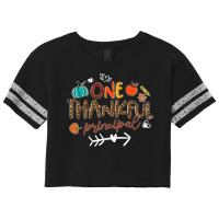 One Thankful Principal Leopard Fall Thanksgiving Gifts Scorecard Crop Tee | Artistshot