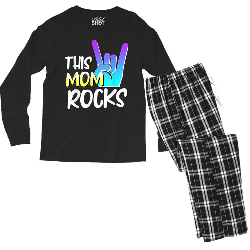 This Mom Rocks Mom Mother Day Rock Music Show Of Hands Men's Long Sleeve Pajama Set by MICHAELFRANCISSMITH | Artistshot