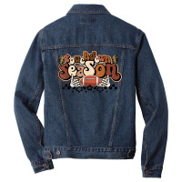 Touchdown Season Football Lightning Bolt Skelton Halloween Men Denim Jacket | Artistshot