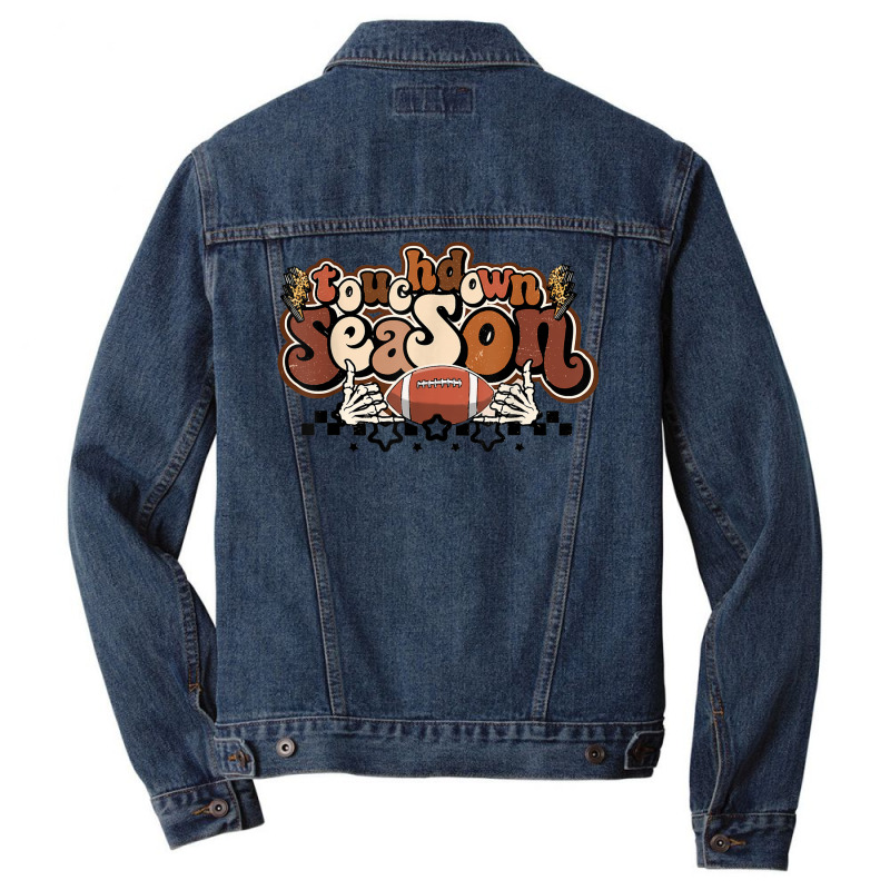 Touchdown Season Football Lightning Bolt Skelton Halloween Men Denim Jacket by Sombre | Artistshot