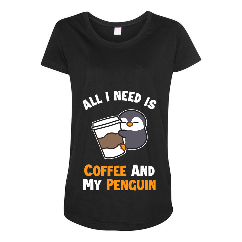 Coffee And My Penguin Sea Bird King Emperor Penguin Maternity Scoop Neck T-shirt by cm-arts | Artistshot