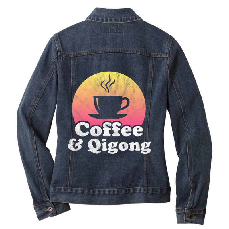 Coffee And Qigong Ladies Denim Jacket by cm-arts | Artistshot