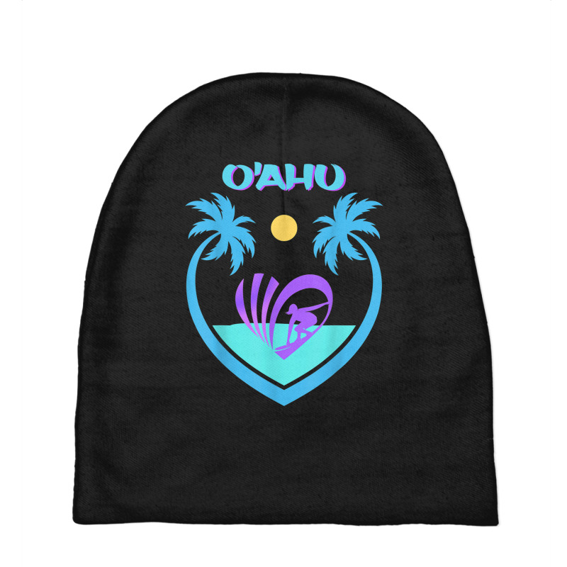 Oahu Surfing Palms Vacation Island Gift Beach Hawaii Surf Baby Beanies by Orchid | Artistshot